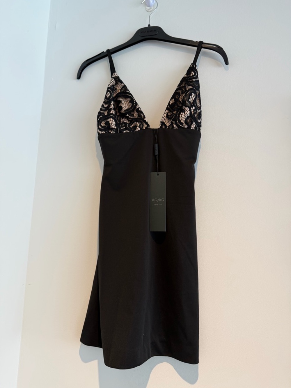 Aqua Black Mini Dress with Lace Bodice